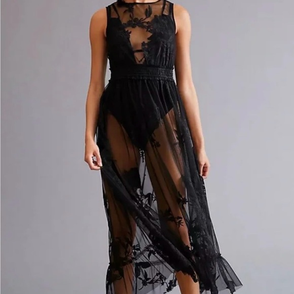 Anthropologie Black Lace Detail Dress - Picture 6 of 9